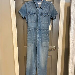 Denim Short Sleeve Jumpsuit
